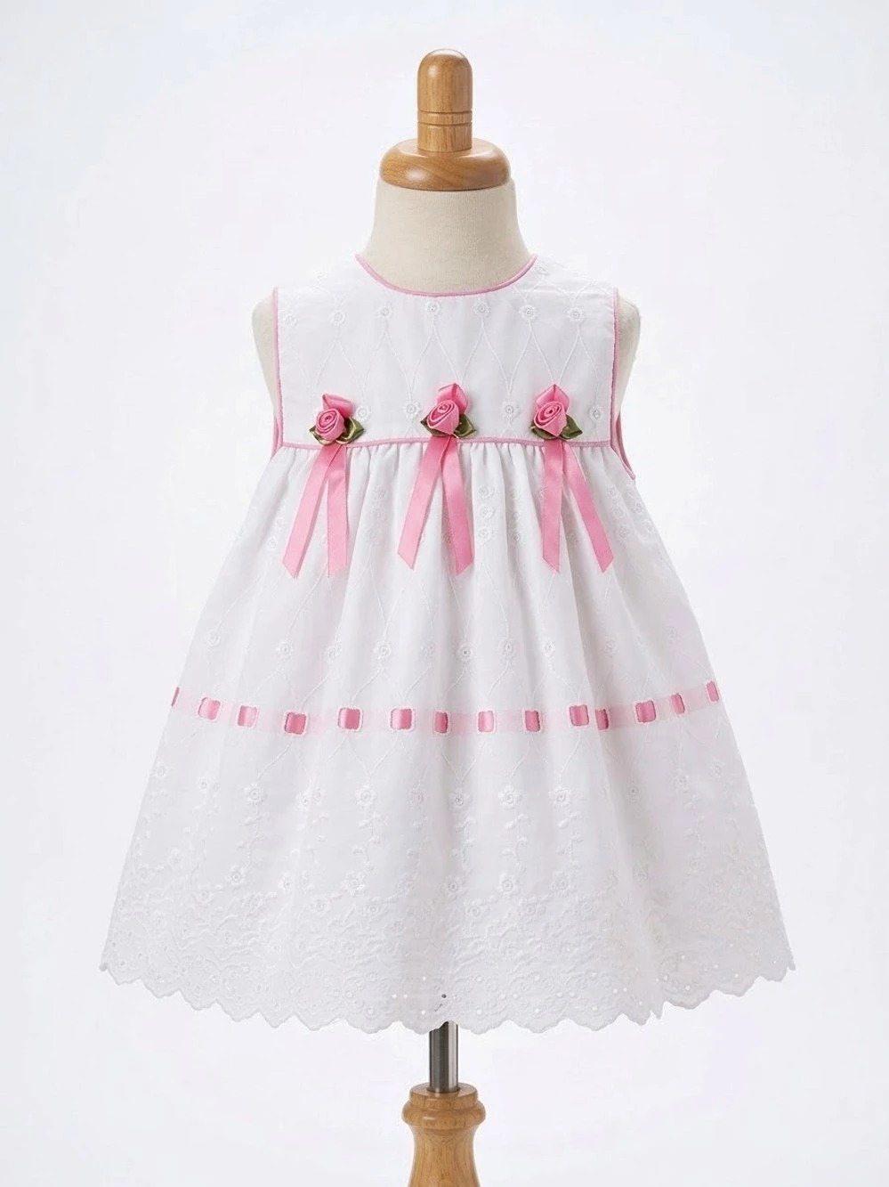 Bryan Baby Girl Dress White & Pink 3-6 Months Like New